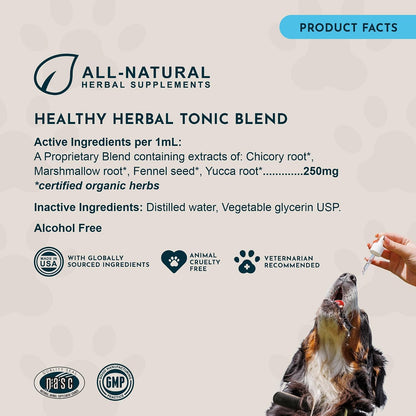 Animal Essentials Herbal Tonic Blend Healthy Gut Prebiotic for Intestinal Well-Being for Dogs & Cats - Dog Supplements