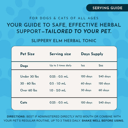 Animal Essentials Herbal Tonic Slippery Elm Supports Respiratory & Gut Health for Dogs & Cats - Dog Supplements &