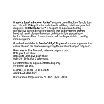 Breeder's Edge In Between For Her- Female Multivitamin for Cat & Small Dog( 90 count )