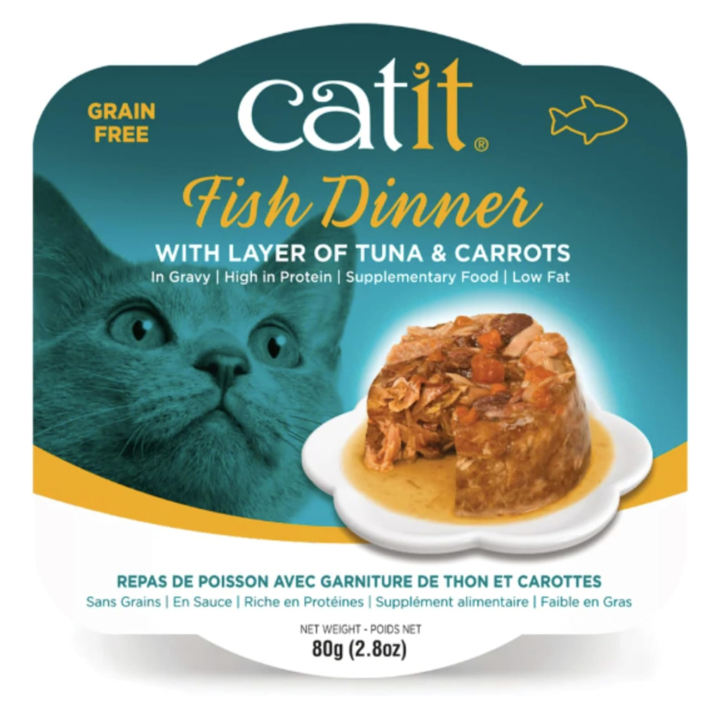 Catit Dinner Variety Pack Grain-Free Fish Wet Cat Food Topper (2.6 oz Can Case of 12) - Cat Food 2
