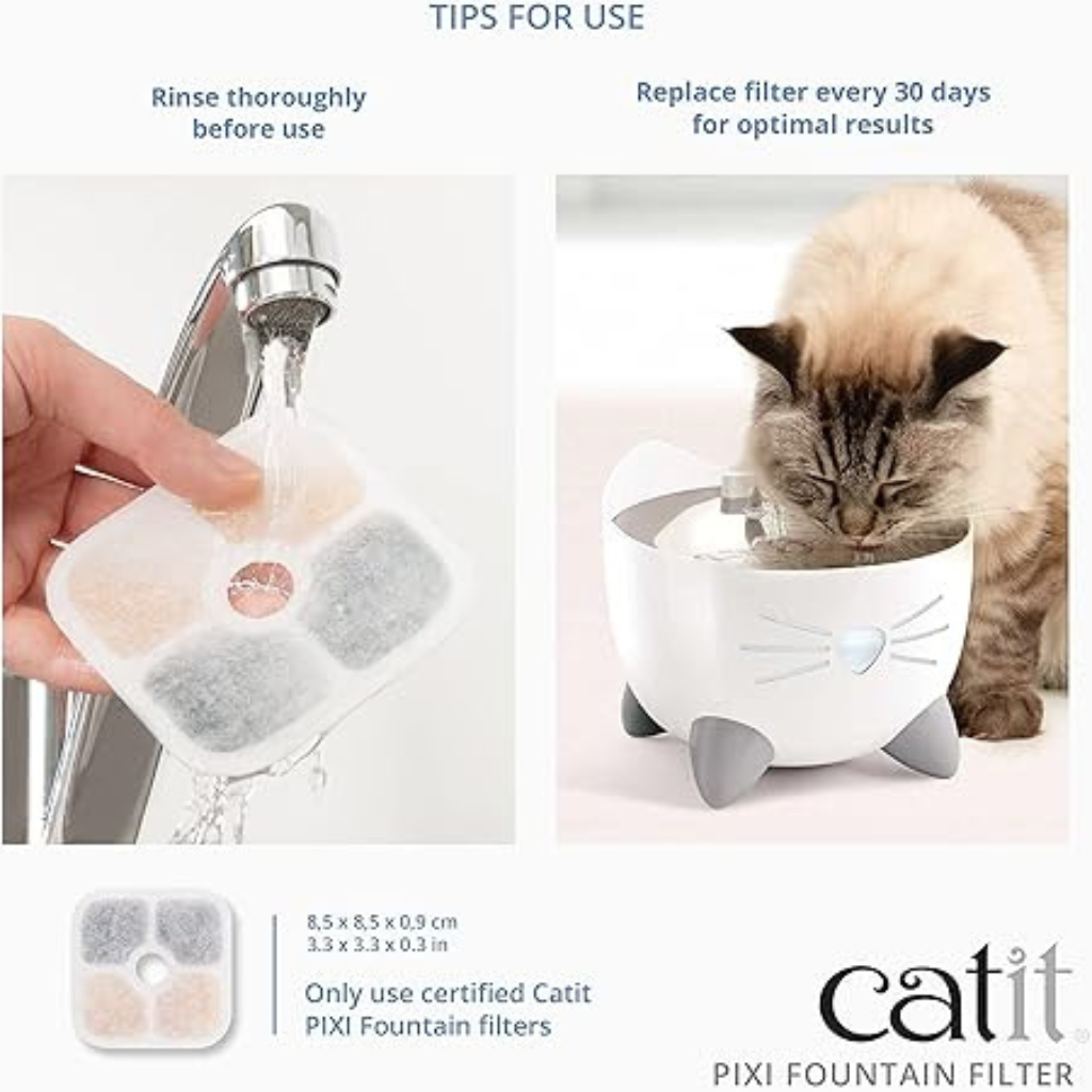 Catit PIXI Drinking Fountain Replacement Filters – Triple Action Filtration - Cat Bowls & Feeders 4