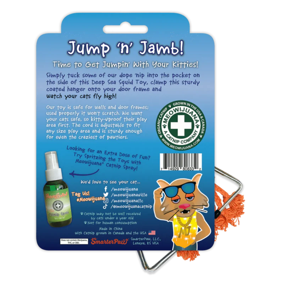 Meowijuana Refillable Jump ’n’ Jamb Deep Sea Squid Hanging Cat Toy - Interactive Cat Toys 6