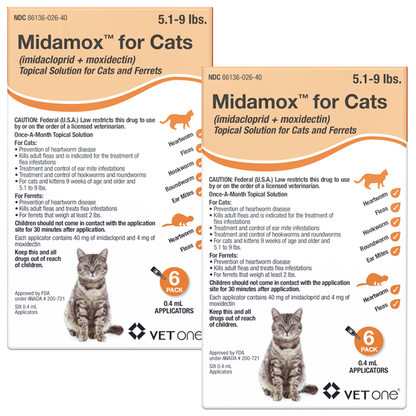 Midamox Topical Solution for Cats 5.1-9 lbs Orange Box - 12 Doses (12-mos. supply) - Pet Medicine 11