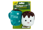 Multipet Hot Cocoa with Marshmallow Plush Dog Toys Assorted Colors, 2-pk