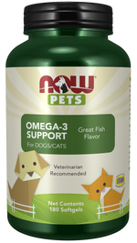 NOW Pets Omega-3 Support For Dog & Cat 180 ct - Dog Supplements & Vitamins 1