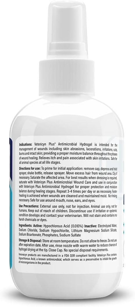 Vetericyn Plus Antimicrobial Wound & Skin Hydrogel Spray For Pets (3 oz)