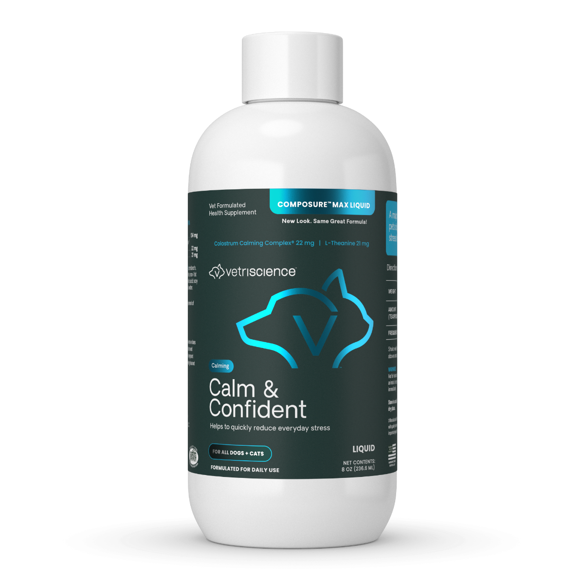 VetriScience Composure Liquid Calming Supplement for Cats & Dogs (8 oz) - Dog Supplements & Vitamins 1
