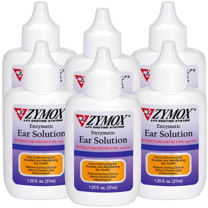 Zymox Enzymatic Ear Hydrocortisone Drops for Dogs & Cats - 1.25 fl oz - pack of 6